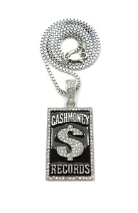 New Cash Money Records Pendant With 18" 20" or 24" Chain Rhodium Plated - Picture 1 of 4