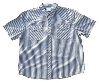 Haband Short Sleeve Striped Pearl Snap Western Wear Cowboy Shirt 2XL Vintage - Image 1 of 4