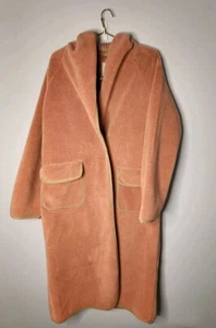 Chelsea And Violet Cozy Maxi Cardi Contrast Tape Faux Fur Maxi Coat Women Size M - Picture 1 of 9