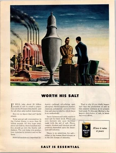 VINTAGE 1945 MORTON'S SALT WWII ERA PRINT AD - Picture 1 of 1