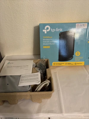 TP-Link TC-W7960 DOCSIS 3.0 WiFi Cable Modem Wireless Router Black 12V 300Mbps - Image 1 of 4