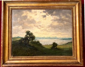 Gemälde, ÖL a. Malerpappe ,gerahmt,sign : H.Gradl,Ammersee - Picture 1 of 4