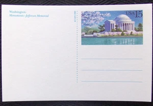 USA  15¢ printed postcard WASHINGTON, JEFFERSON MEMORIAL. USPS 1989. - Picture 1 of 3