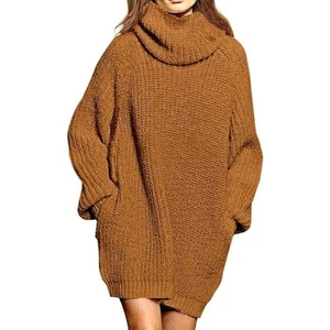 Oversized Loose Turtleneck Pullover Sweater Dress w/ Pockets Size Small - Picture 1 of 7