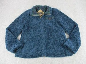 Pendleton Jacket Womens Medium Blue Sherpa Fleece Zip Up Tartan Lined Cozy Warm - Picture 1 of 11