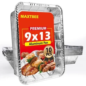 Aluminum Pans Foil Pans, 10 Pack 9x13 Disposable Trays Half Size Tin Pans Hea... - Picture 1 of 7