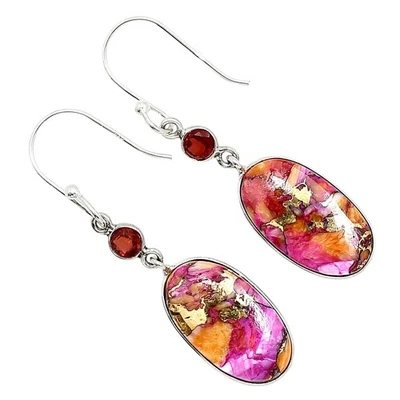 Ювелирные изделия серьги серебро 925 пробы с бирюзой и гранатом оранжевый георгин Kingman E-1002 - Изображение 1 из 4