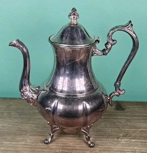 Vintage Art Deco Sheridan Silver over Copper Teapot Footed 10” Coffee Tea Pot - Picture 1 of 8