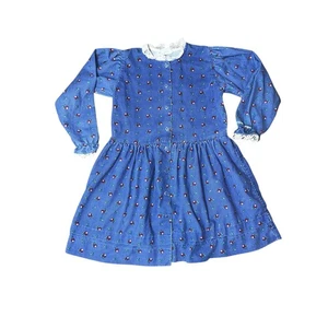 Vintage OshKosh B'gosh Cord Blumen Spitze Kragen Stufen Rüschen Lila Kleid 6x - Bild 1 von 10