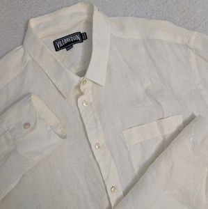 Vilebrequin 100% Linen L/S Button Down Collared Shirt Men's 3XL White/Yellow - Picture 1 of 13