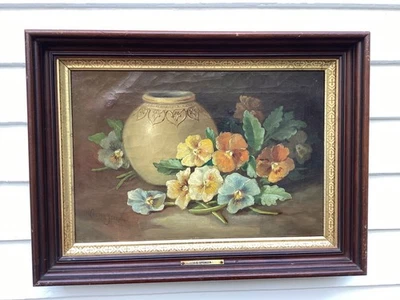 Rhode Island Artist John Clinton Spencer 1861-1919 Pansies & Crock - Image 1 of 4