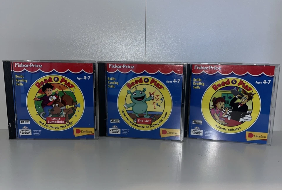 Vintage Fisher-Price Read & Play Retro 3 CD Lot, Great Adventures, Davidson   - Image 1 of 3