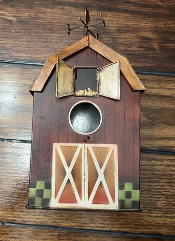 Tin Decorative Bird House Barn for Hanging - Indoor Decorating Cover