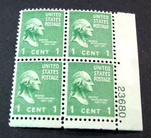 US Plate Block Stamp Scott # 804 Washington 1938 MNH L729 - Bild 1 von 1