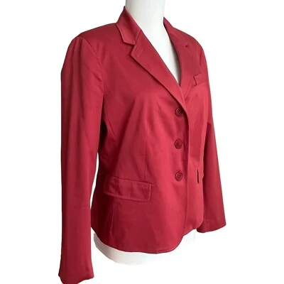 Talbots Red Stretch Cotton Blazer 10P Academia Preppy Nautical Casual Jacket - Image 1 of 4