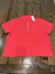 J. Crew Women’s XXL Short Sleeve Polo T-Shirt - Vintage Wash Red Cotton NWT - Picture 1 of 9