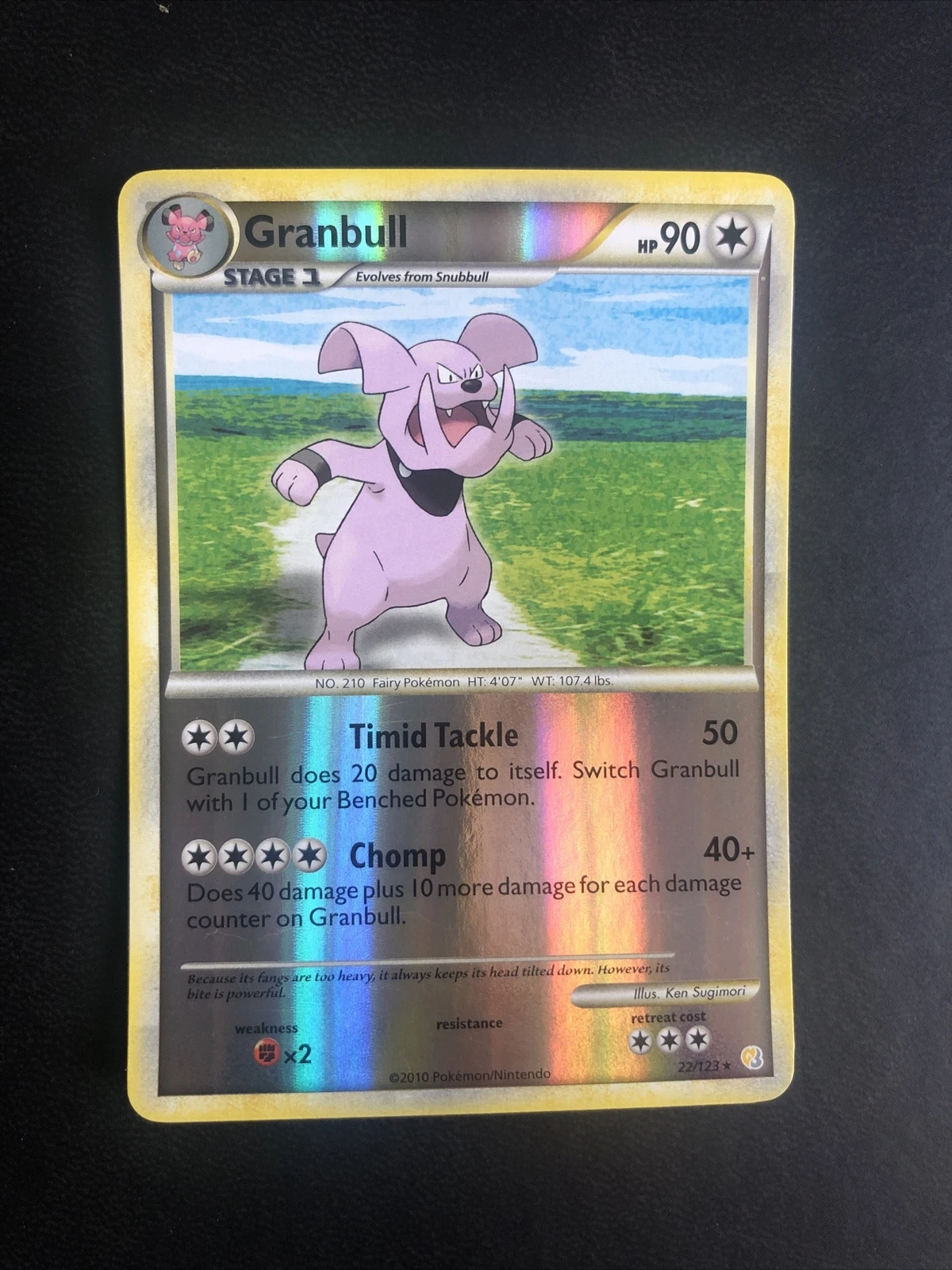 Pokemon TCG Granbull 22/123 HeartGold SoulSilver base set reverse holo near mint