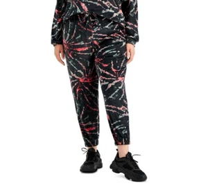 Pantalones de chándal Love Fire para damas de moda talla grande de terciopelo negros tie dye talla grande 2X - Imagen 1 de 4