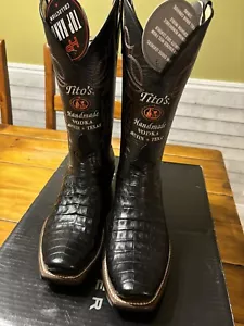 Tito's Vodka custom black caiman belly cowboy boots, 10.5 men's HP Horse Power - Picture 1 of 8