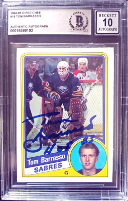 TOM BARRASSO AUTOGRAPHED 1984 OPEE CHEE ROOKIE CARD w HOF 23 BAS PERFECT 10 - Image 1 of 2