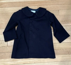 Chabre Navy Wool Peter Pan Collar Vintage Girls Pea Coat 4 4T - Picture 1 of 2