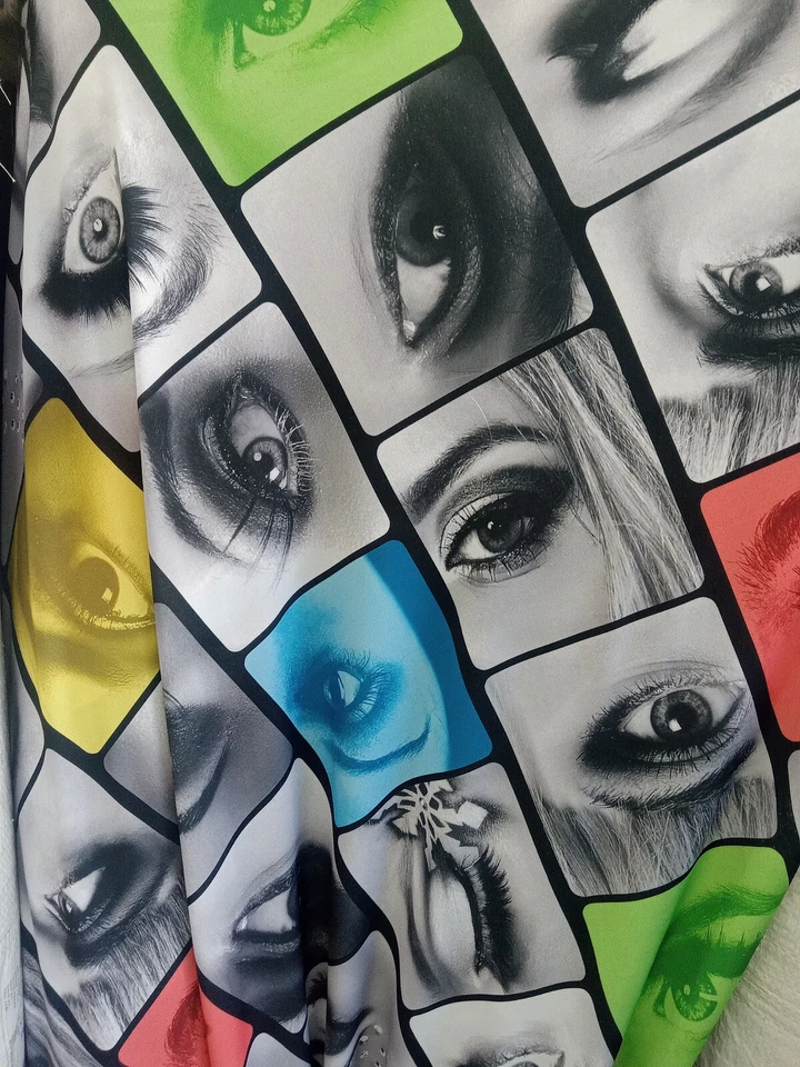 Tela tejida de polietileno cepillado doble estampado gráfico de ojos por yarda, 58"" de ancho Foto 1 de 3