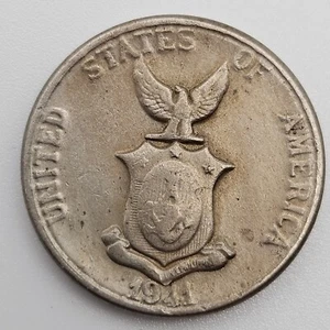 1941-M 5 Centavos VF Philippines US Manila Mint Copper-Nickel-Zinc Coin Five USA - Picture 1 of 2