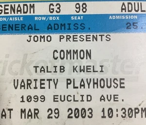 Common Talib Kweli Atlanta Georgia Concert Ticket 2003 Variety Playhouse Rap - Picture 1 of 4