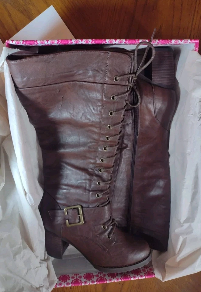 Wanted Ladies Pillar Brown Zip-Up Knee High Riding Boot Women Size 8M New -ShB2A - Image 1 of 4