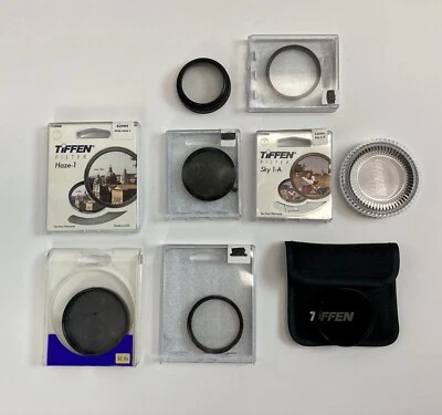 Lot of 9 Camera Filters 62mm 52mm PL Filter Hoya, Tiffen Haze, Sky 1A Polarizer - Image 1 of 4