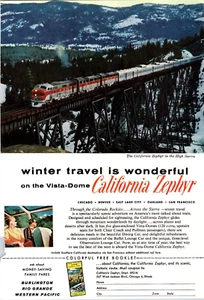 Burlington Rio Grande Western Pacific California Zephyr A4 Print Ad 1959 - Picture 1 of 1