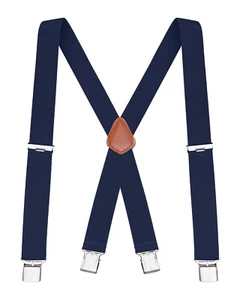 Buyless Fashion Suspenders for Men 48" Elastic Adjustable Straps 1 1/4" X Back - Picture 1 of 98