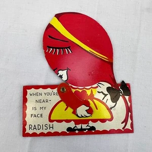 Vtg 1930s 1939 Valentine's Day Holiday Mechanical Radish Card - Picture 1 of 3
