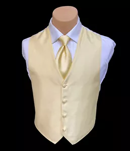 Men's Jean Yves Buttercup Yellow Tuxedo Vest with Tie Free Shipping Large L - Picture 1 of 5