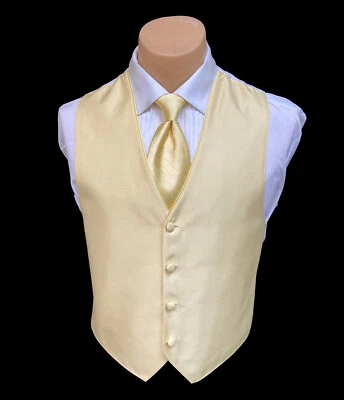 Men's Jean Yves Buttercup Yellow Tuxedo Vest with Tie Free Shipping Medium M - Image 1 of 4