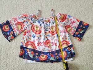 Girls Top Elastic Off The Shoulder With Straps Size L 14 Multicolor - Picture 1 of 5