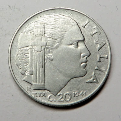 Italia 20 Centesimi 1941R Año XIX Acero Inoxidable KM#75b Foto 1 de 2