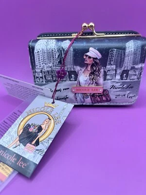 Cartera y monedero Nicole Lee Signature triple doble lateral Love dorado negro Foto 1 de 4