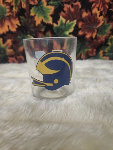MICHIGAN WOLVERINES Logo 4 1/4" Drinking Glass 12oz Tumbler Vintage Cover