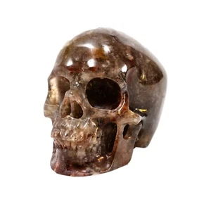 Calavera de cristal de cuarzo de fuego de hematita - piedra grande tallada a mano de cristal de 5" - Imagen 1 de 9