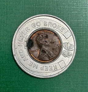 Encased 1969 Lincoln Cent Never Go Broke Lucky - Scioto Co. Sheriff's Dept - Picture 1 of 3