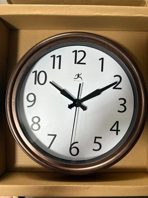 Infinity Instruments 12in Antique Brown  Retro Round  Wall Clock - Image 1 of 3