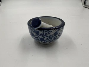 Mörser und Stößel blau und weiß Miniatur Steinzeug polnische Keramik - Bild 1 von 5