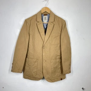Timberland Chore Blazer Jacket Mens M Beige Tan Unstructured Worker Casual - Picture 1 of 12