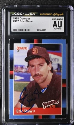 1988 Donruss Eric Show #387 Auto Autographed Signed GEM MINT 10 CGC JSA - Image 1 of 2