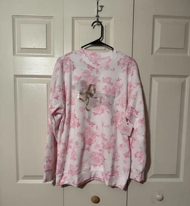 Sudadera ROSA x LoveShackFancy Edición Limitada Blanca De Gran Tamaño ~ MEDIANA ~ ¡NUEVA CON ETIQUETAS! - Imagen 1 de 4