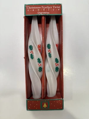Velas vintage pluma torção cônica branca Natal Holly Noel decoração de férias - Imagem 1 de 4