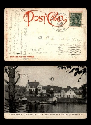 Mayfairstamps US 1907 Old Mystic to Troy NY Houses Postcard aau_51089 - Image 1 of 2