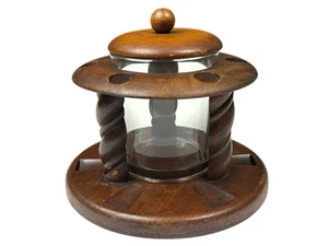 Soporte de madera para 6 pipas con humidificador de vidrio de tabaco con tapa - Imagen 1 de 15