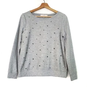 LOFT Sweatshirt Größe Medium zierlich verziert meliert grau Perlenstickerei - Bild 1 von 5
